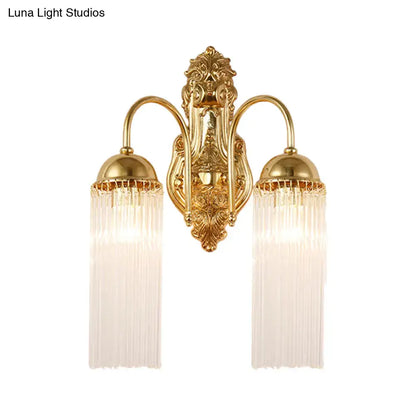 Modern gold clear crystal wall sconce – corridor metal gooseneck arm