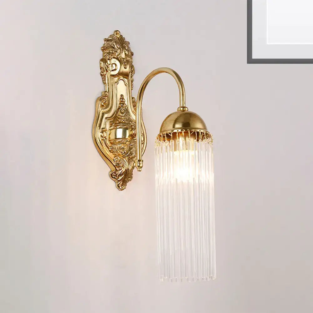 Modern gold clear crystal wall sconce – corridor metal gooseneck arm