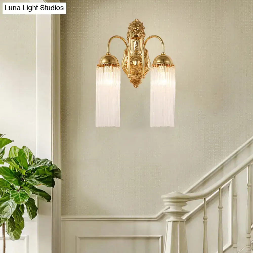 Modern gold clear crystal wall sconce – corridor metal gooseneck arm