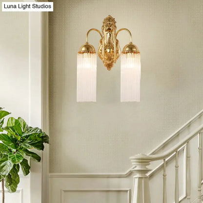 Modern gold clear crystal wall sconce – corridor metal gooseneck arm