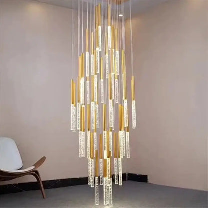 Modern gold & clear crystal led chandelier living room