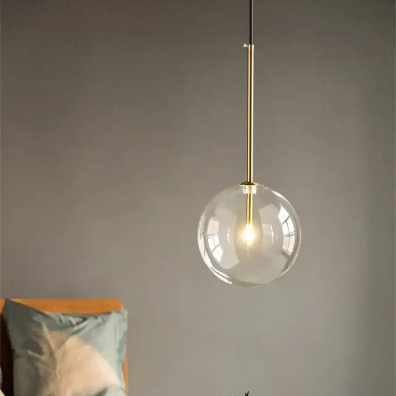 Modern gold clear glass globe pendant light dining room