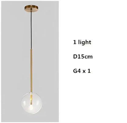 Modern gold clear glass globe pendant light dining room