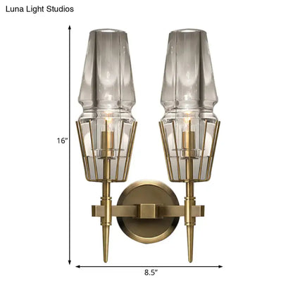 Modern gold clear glass wall lamp bedroom geometric sconce