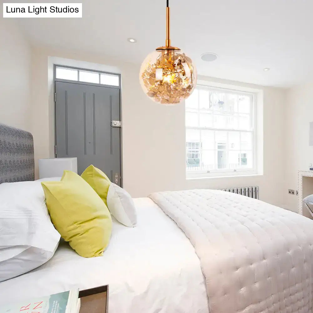 Modern gold clear glass wall light bedroom flower deco cloth
