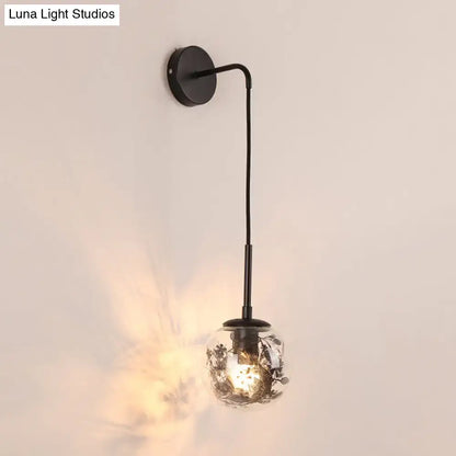 Modern gold clear glass wall light bedroom flower deco cloth