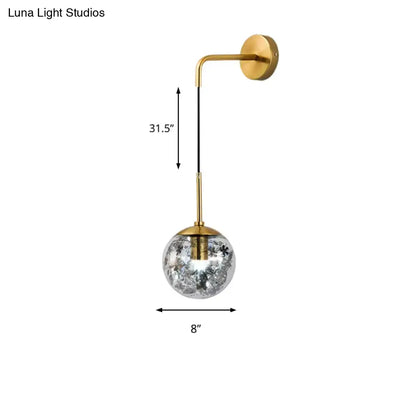 Modern gold clear glass wall light bedroom flower deco cloth