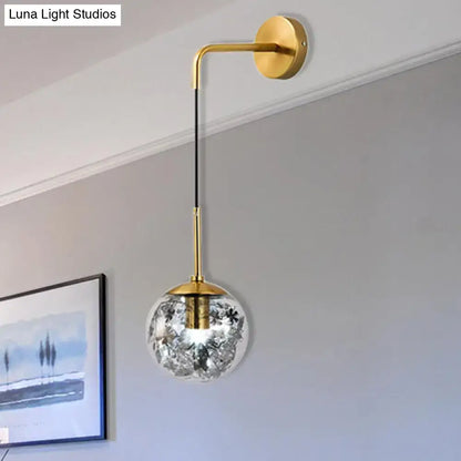 Modern gold clear glass wall light bedroom flower deco cloth