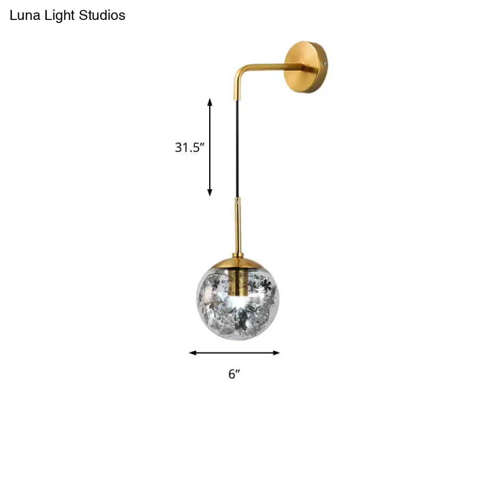 Modern gold clear glass wall light bedroom flower deco cloth