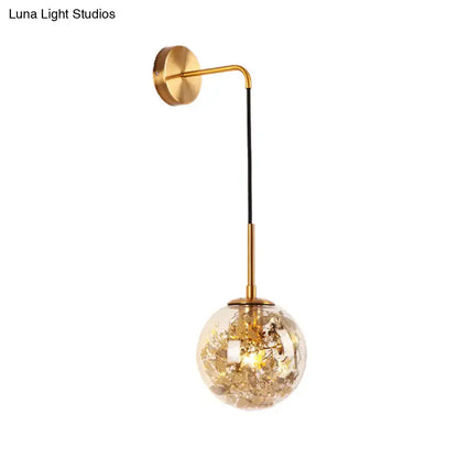 Modern gold clear glass wall light bedroom flower deco cloth