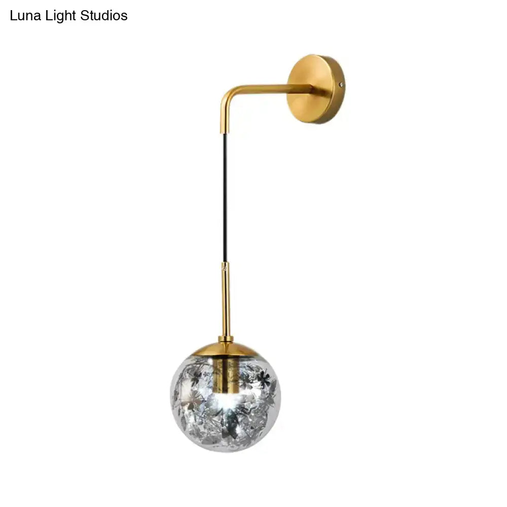 Modern gold clear glass wall light bedroom flower deco cloth