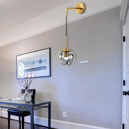 Modern gold clear glass wall light bedroom flower deco cloth