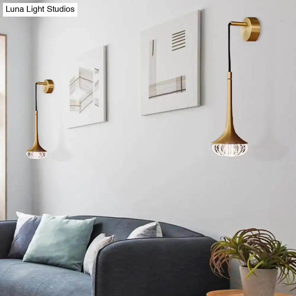 Modern gold clear textured glass wall sconce for living room