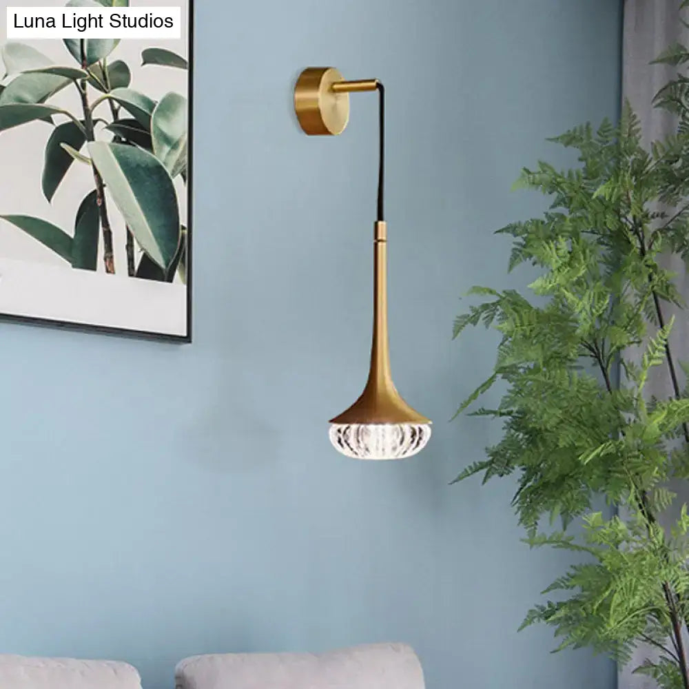 Modern gold clear textured glass wall sconce for living room