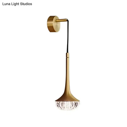 Modern gold clear textured glass wall sconce for living room