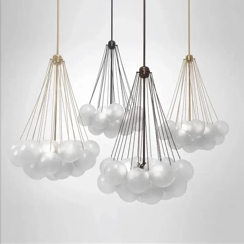 Modern gold cloud glass ball led chandelier – dining room pendant