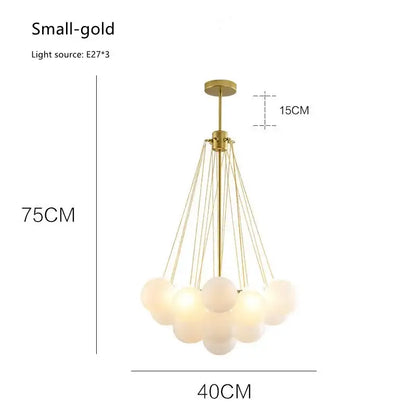 Modern gold cloud glass ball led chandelier – dining room pendant