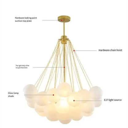 Modern gold cloud glass ball led chandelier – dining room pendant