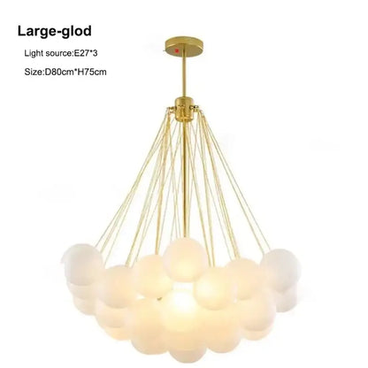 Modern gold cloud glass ball led chandelier – dining room pendant