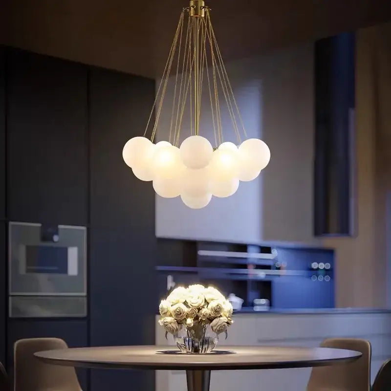 Modern gold cloud glass ball led chandelier – dining room pendant
