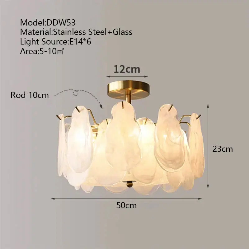 Modern gold cloudy glass chandeliers for living room lighting