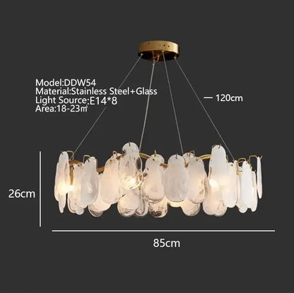 Modern gold cloudy glass chandeliers for living room lighting