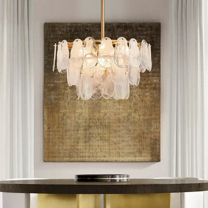 Modern gold cloudy glass chandeliers for living room lighting