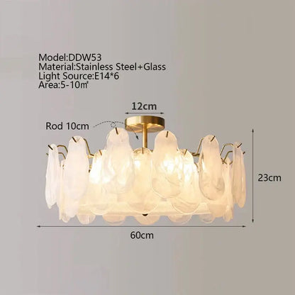 Modern gold cloudy glass chandeliers for living room lighting