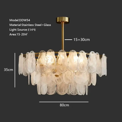 Modern gold cloudy glass chandeliers for living room lighting