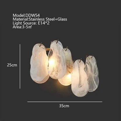 Modern gold cloudy glass chandeliers for living room lighting