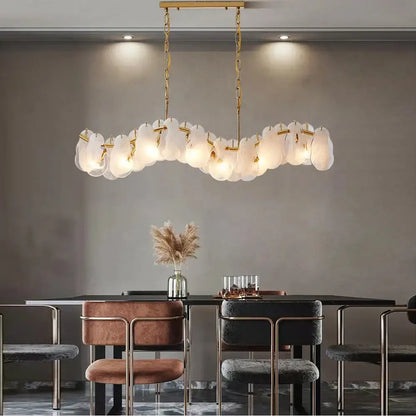 Modern gold cloudy glass chandeliers for living room lighting