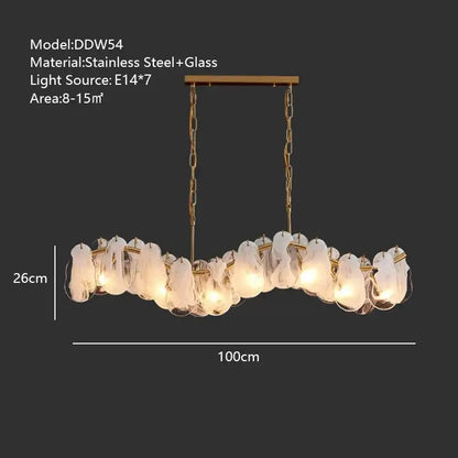 Modern gold cloudy glass chandeliers for living room lighting