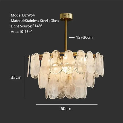 Modern gold cloudy glass chandeliers for living room lighting