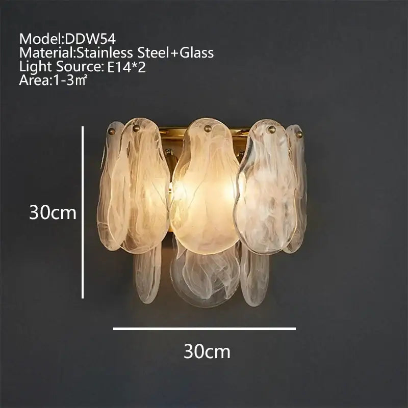 Modern gold cloudy glass chandeliers for living room lighting