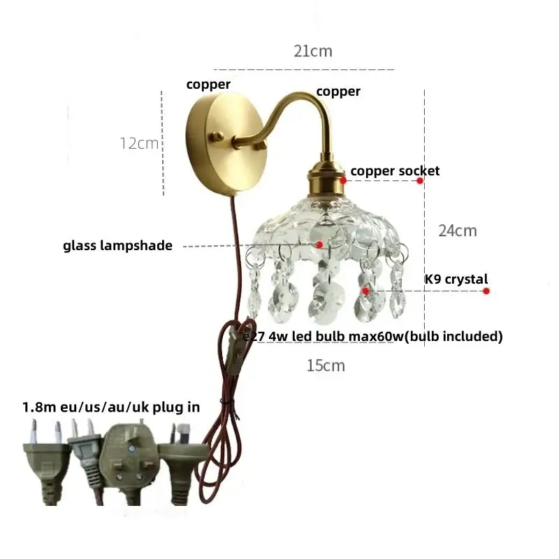 Modern gold conch shell wall light fixture bedroom pull chain switch