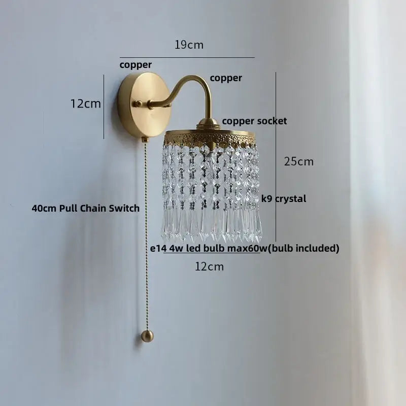Modern gold conch shell wall light fixture bedroom pull chain switch