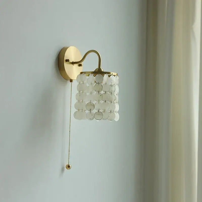 Modern gold conch shell wall light fixture bedroom pull chain switch