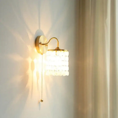 Modern gold conch shell wall light fixture bedroom pull chain switch