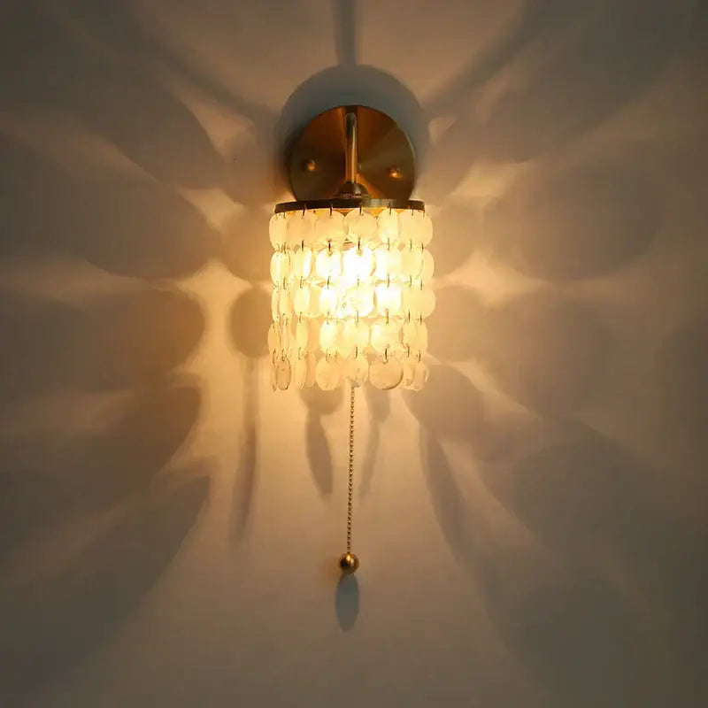 Modern gold conch shell wall light fixture bedroom pull chain switch