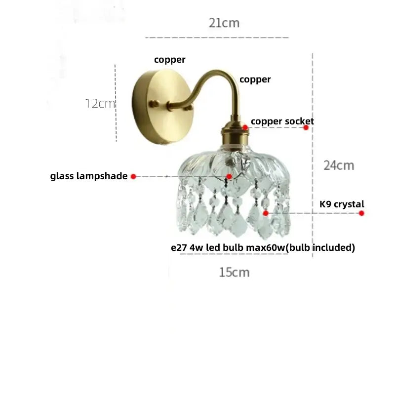 Modern gold conch shell wall light fixture bedroom pull chain switch