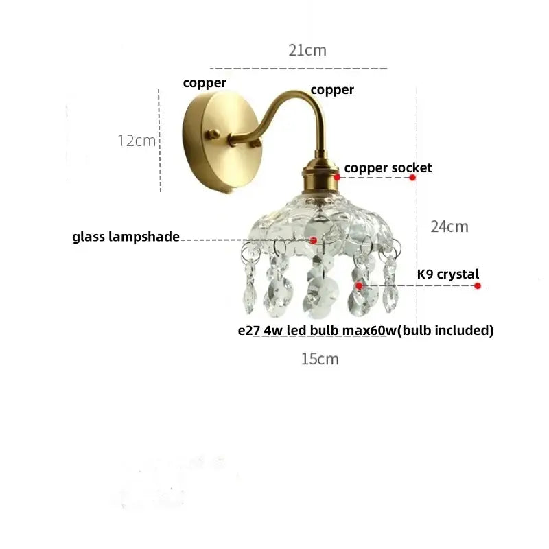 Modern gold conch shell wall light fixture bedroom pull chain switch