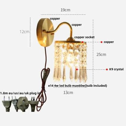 Modern gold conch shell wall light fixture bedroom pull chain switch