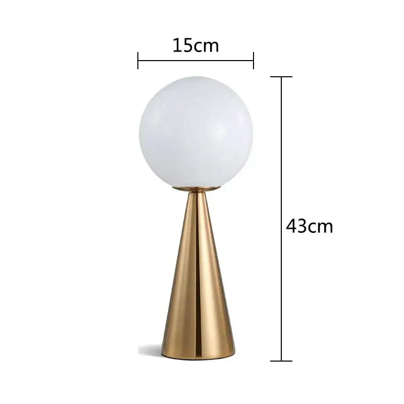 Modern gold cone glass table lamp bedroom frosted globe light