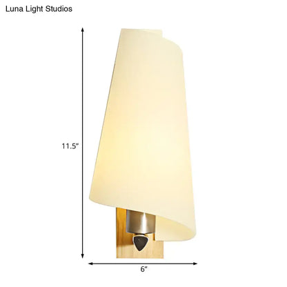 Modern gold coolie shade sconce light – bedroom milk glass wall lamp