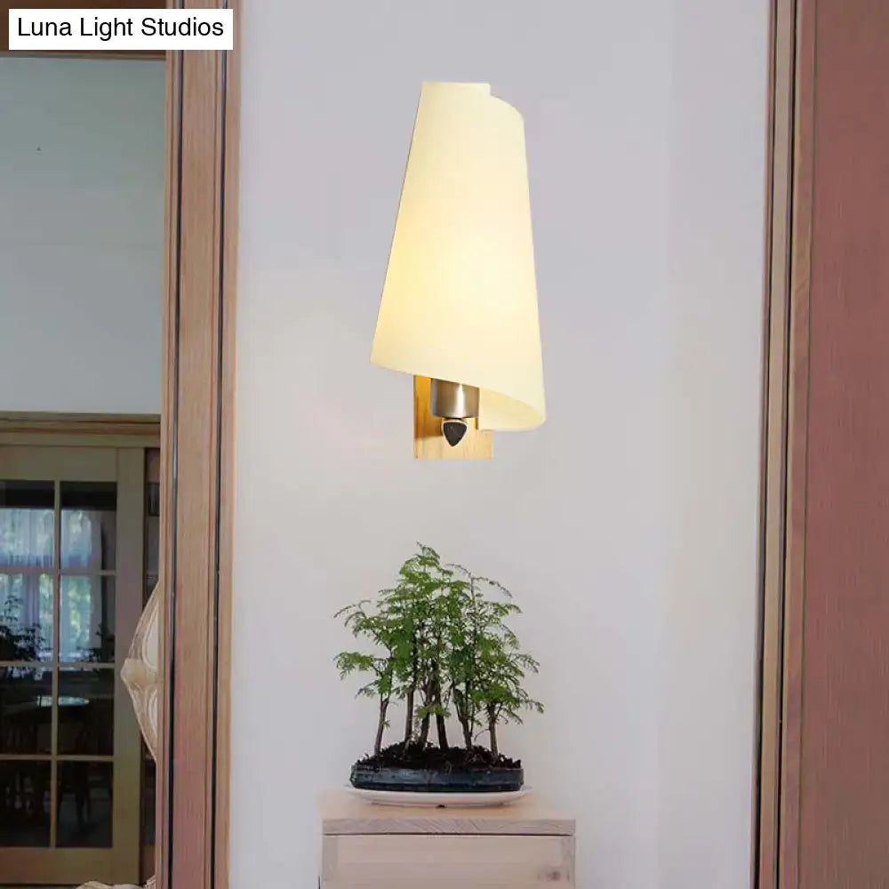 Modern gold coolie shade sconce light – bedroom milk glass wall lamp