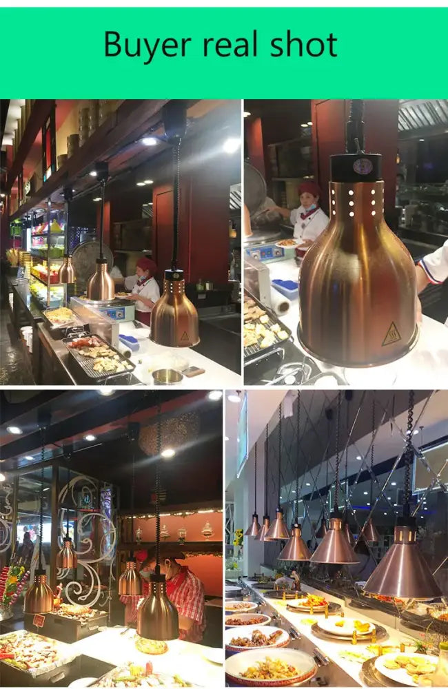 Modern gold & copper bell 250w electric heat lamp kitchen pendant light