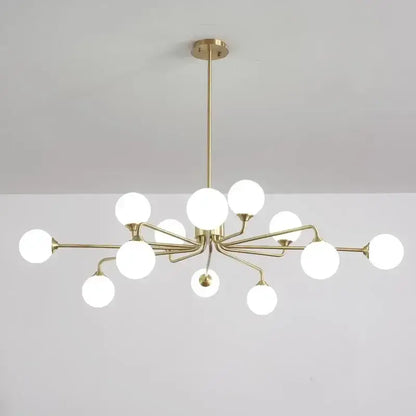 Modern gold copper ceiling chandelier living room glass globe light