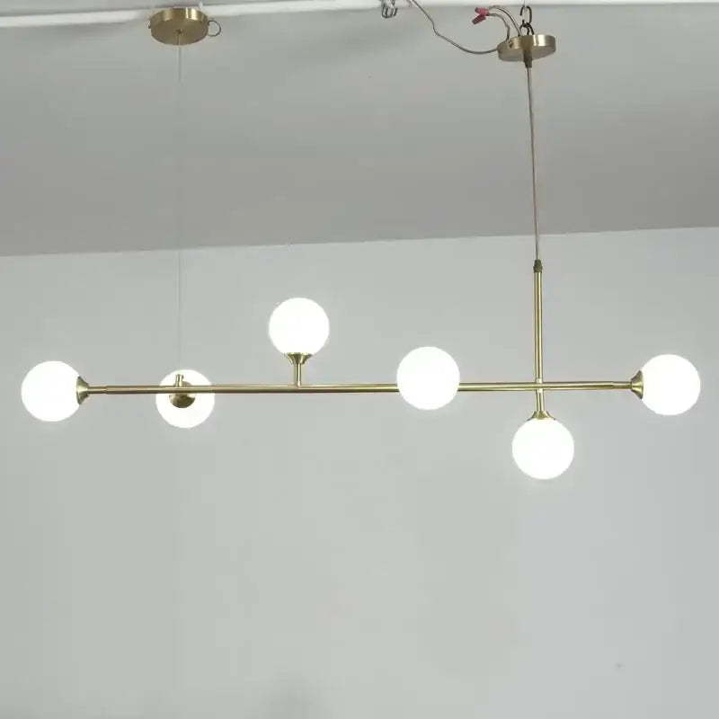 Modern gold copper ceiling chandelier living room glass globe light