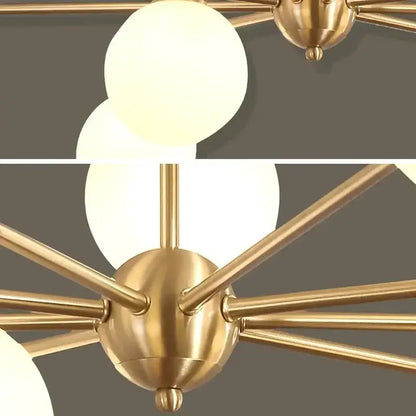 Modern gold copper ceiling chandelier living room glass globe light