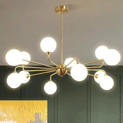 Modern gold copper ceiling chandelier living room glass globe light